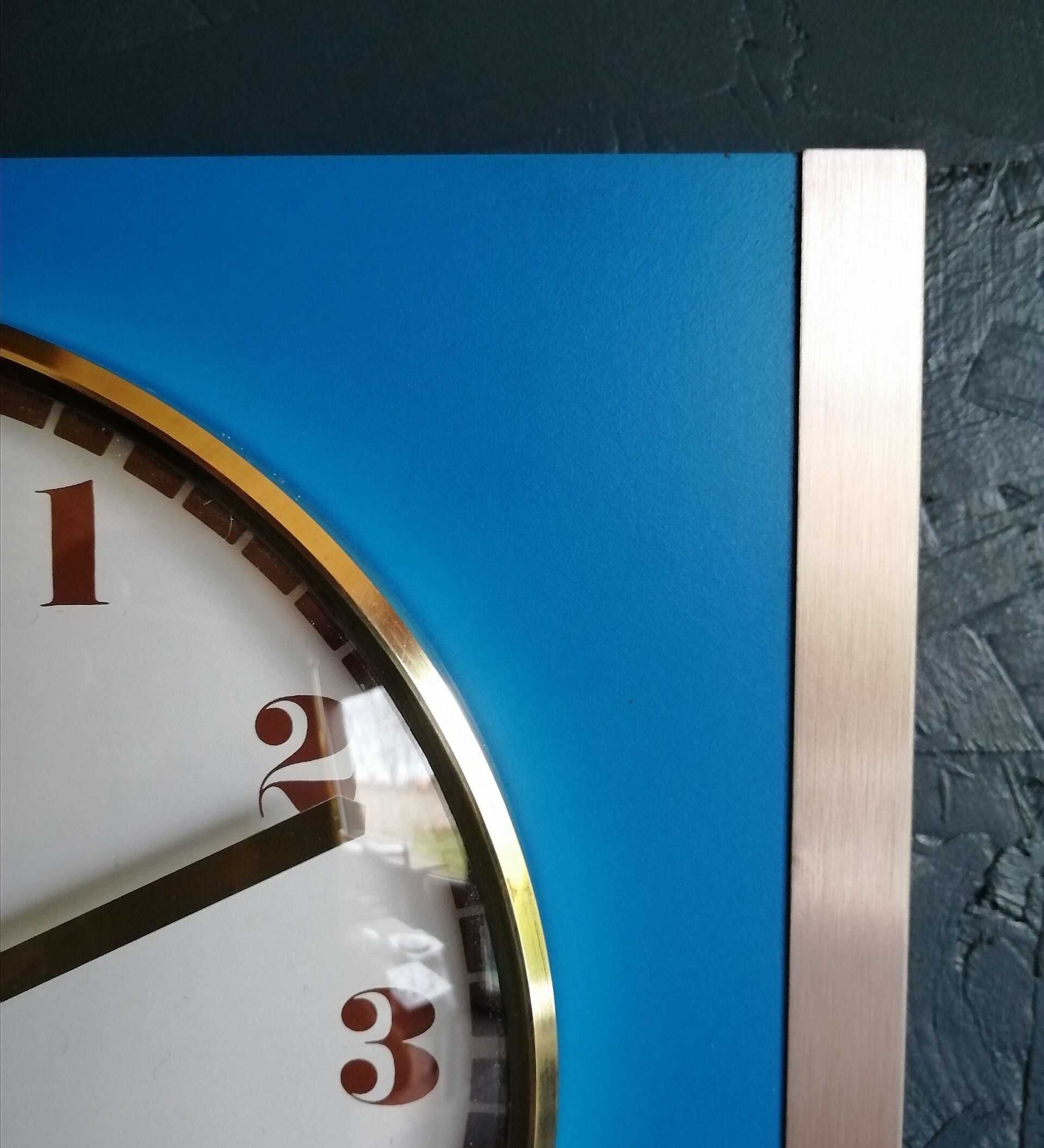 Vintage formica clock silent rectangular wall clock "blue jaz"