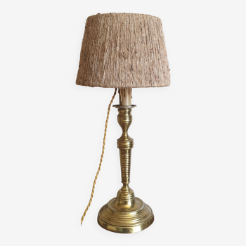 Brass and rope candle holder lamp