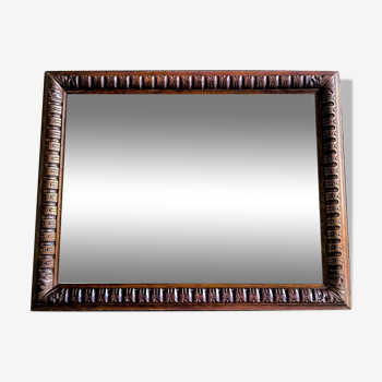 Rectangular mirror of neo-renaissance style in carved oak