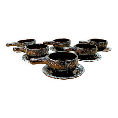 Six tasses à café vintage Sars Poteries 1960