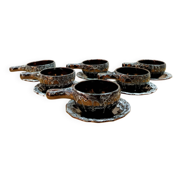 Six tasses à café vintage Sars Poteries 1960