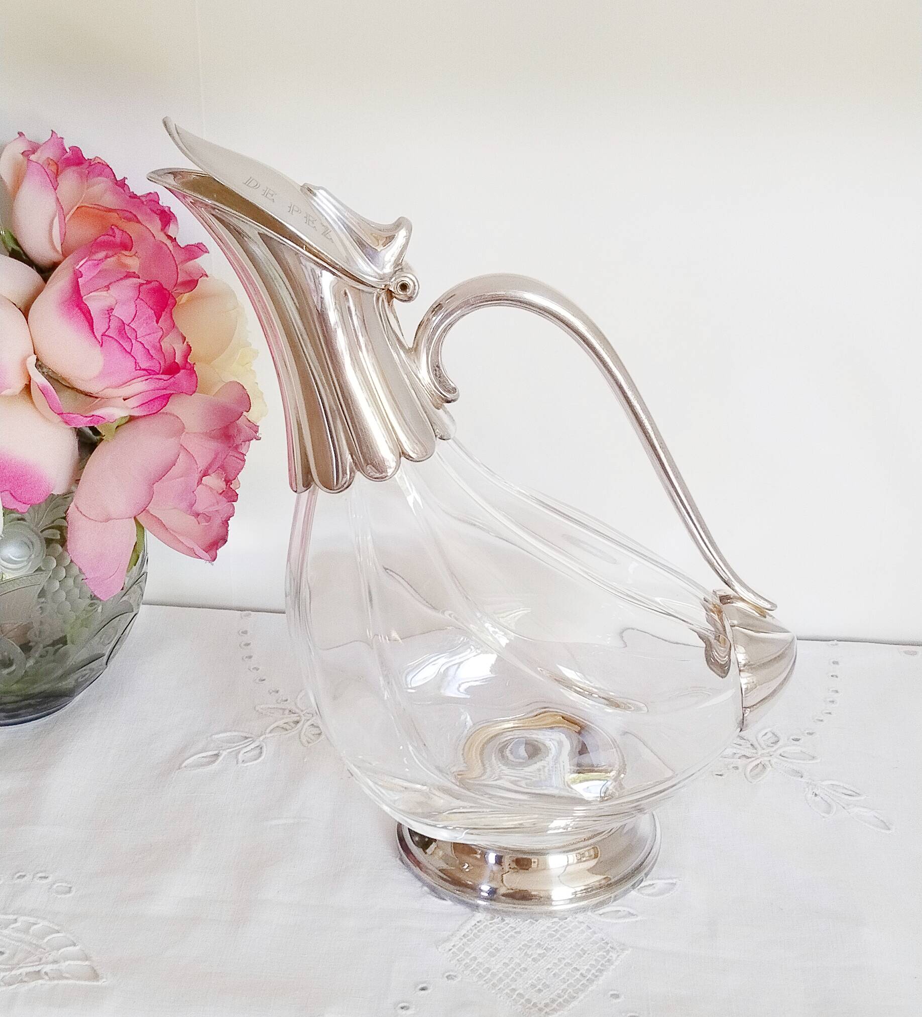 Crystal and silver wine decanter