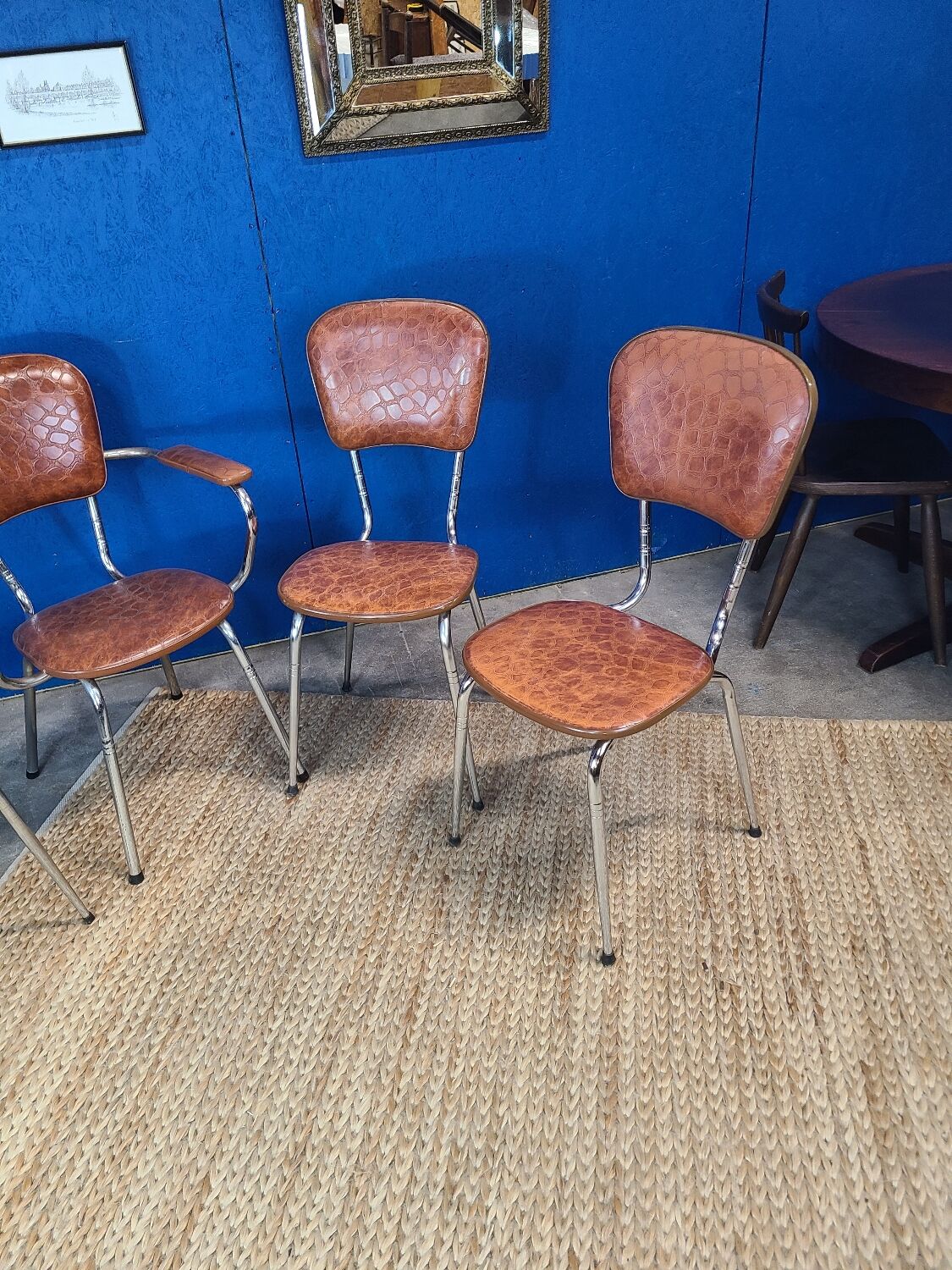 Suite of 4 comfort chairs lux circa 1950