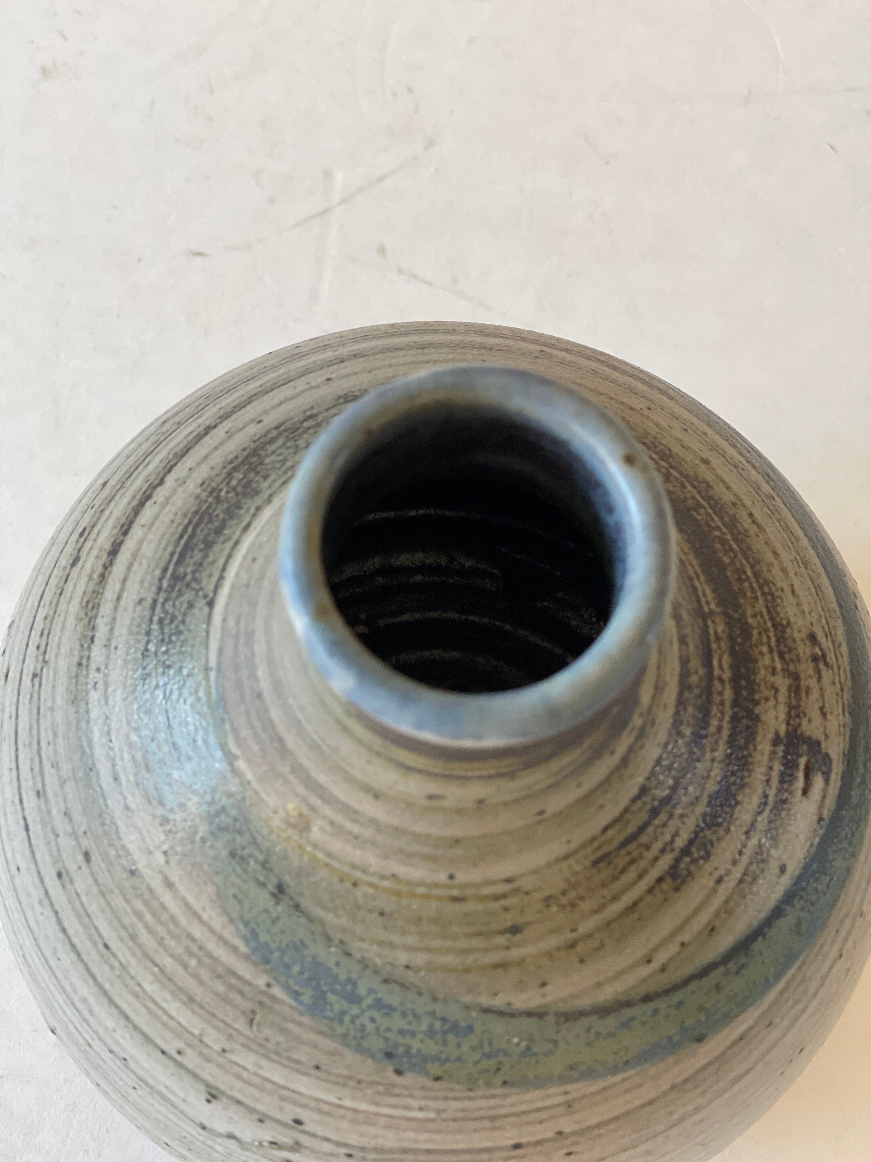 Vintage sandstone vase signed Cuxa