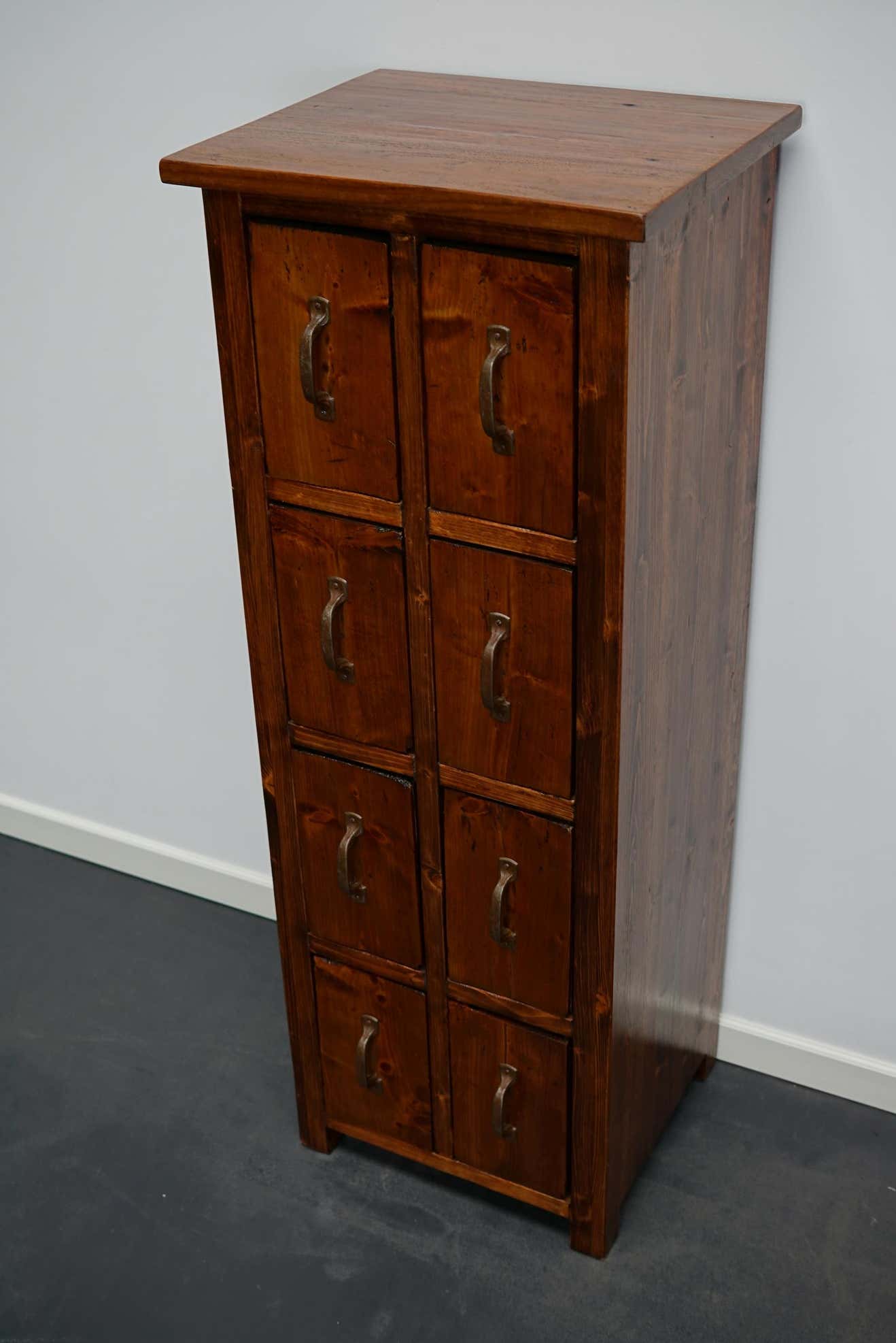 Apothecary or industrial workshop cabinet in pine Netherlands 1930