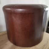 Pouf foot rest vintage leather