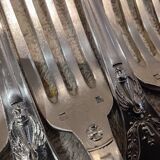 12 silver-plated metal table forks by Ravinet & Cie, Empire 81.