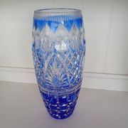 Large Vintage Nachtmann "Bamberg" Cobalt Blue Cut-to-Clear Crystal Vase