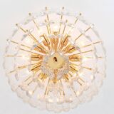 Magnificent luminaire in gilded brass and crystal glass Palazzo, Kalmar, Austria, 1970.