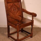 high-backed armchair from the 17th century in oak