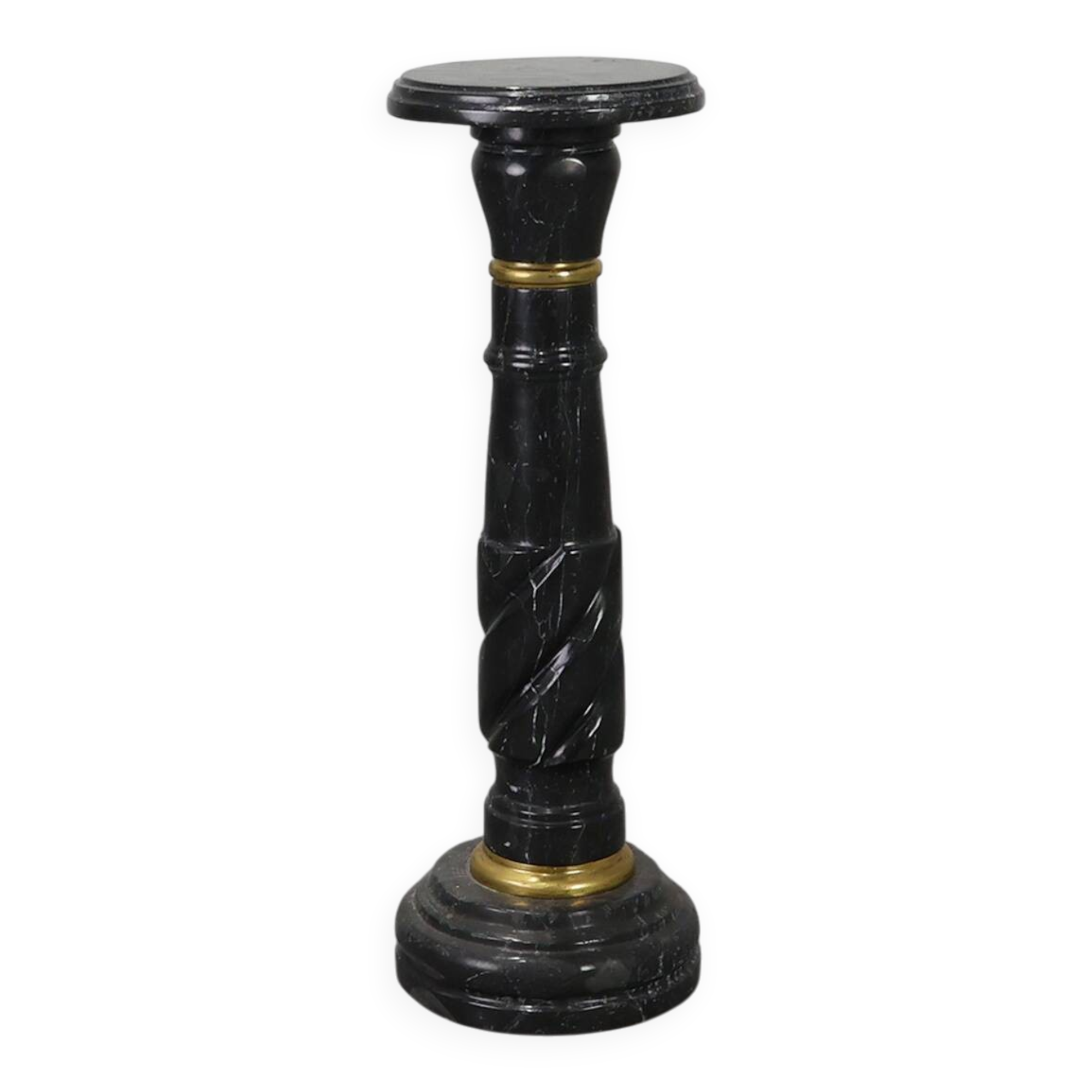 Antique Black Belgian Marble Column, France ca. 1900