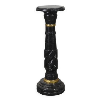 Colonne en marbre noir belge antique, France vers 1900