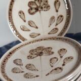 6 dessert plates glazed stoneware from Sarreguemines, Art workshop, model Jocelyne - vintage