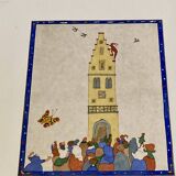 Set of three stamped drawings.