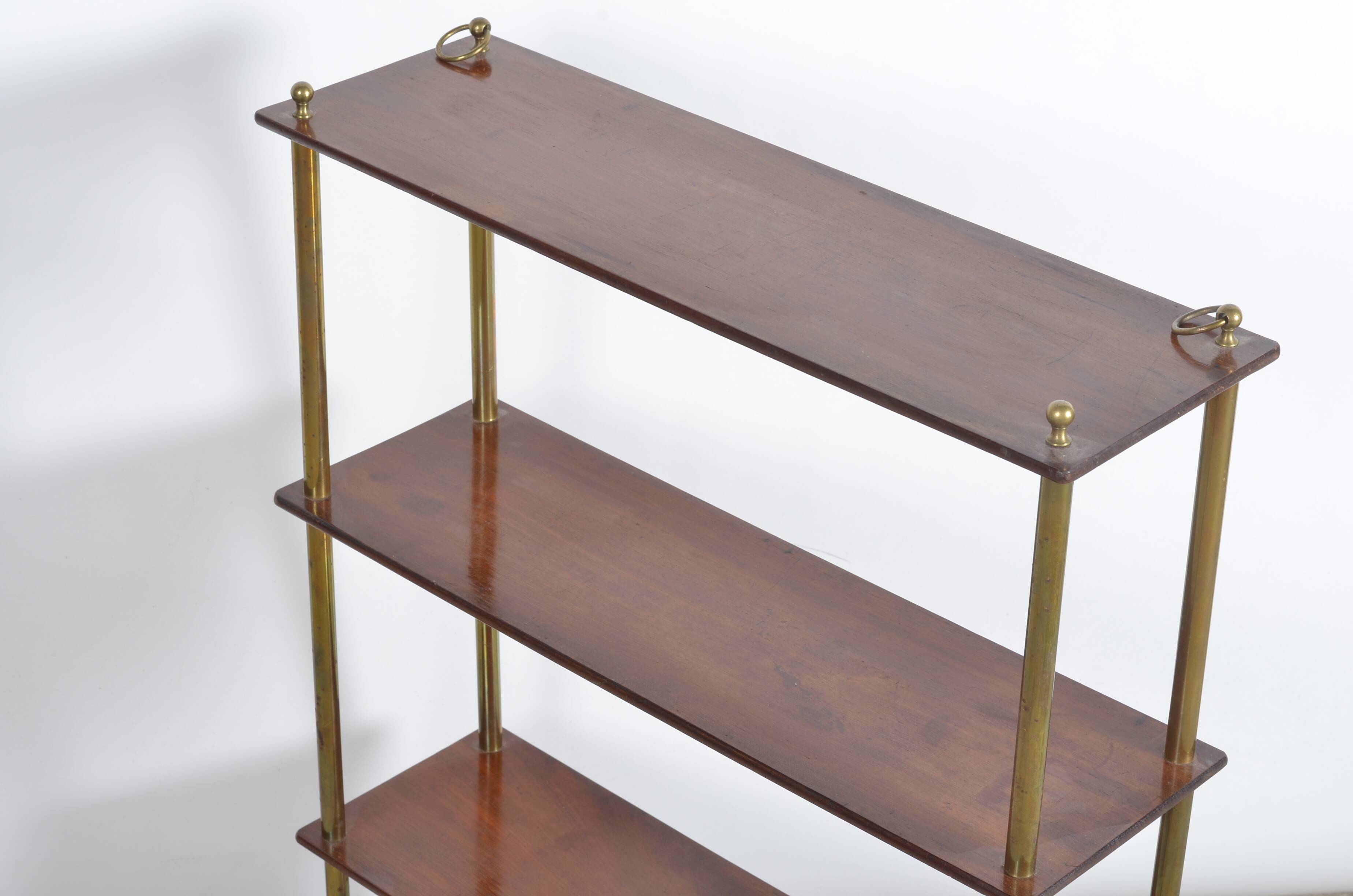Etagère à poser en bois et laiton