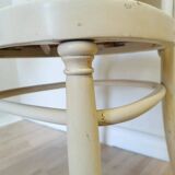 Vintage Thonet Bentwood Dining Chair: White Wood, Yellow Fabric, 1970s Yugo