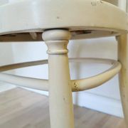 Vintage Thonet Bentwood Dining Chair: White Wood, Yellow Fabric, 1970s Yugo