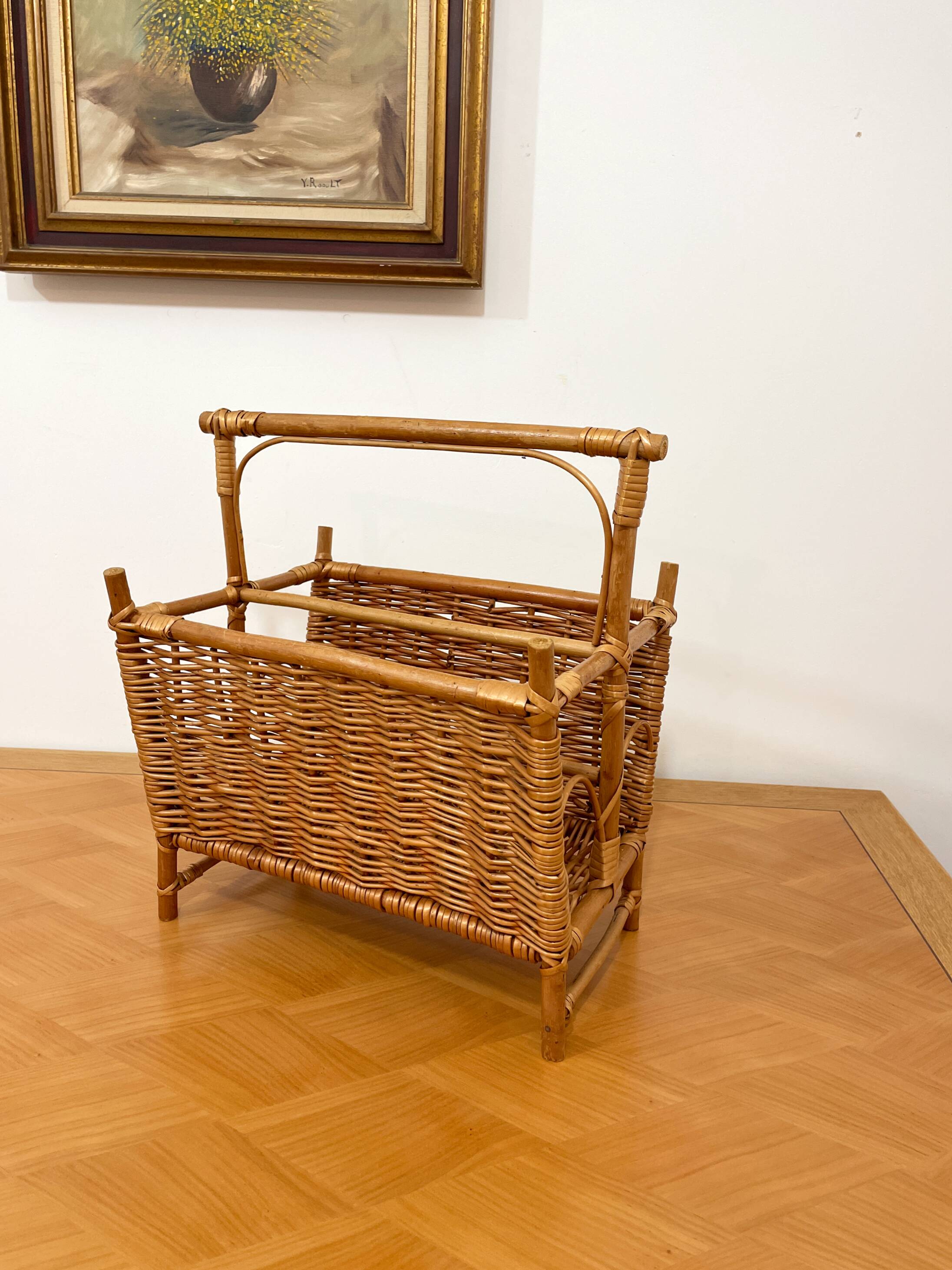 Rattan magazine rack - 60s/70s - Riviera spirit