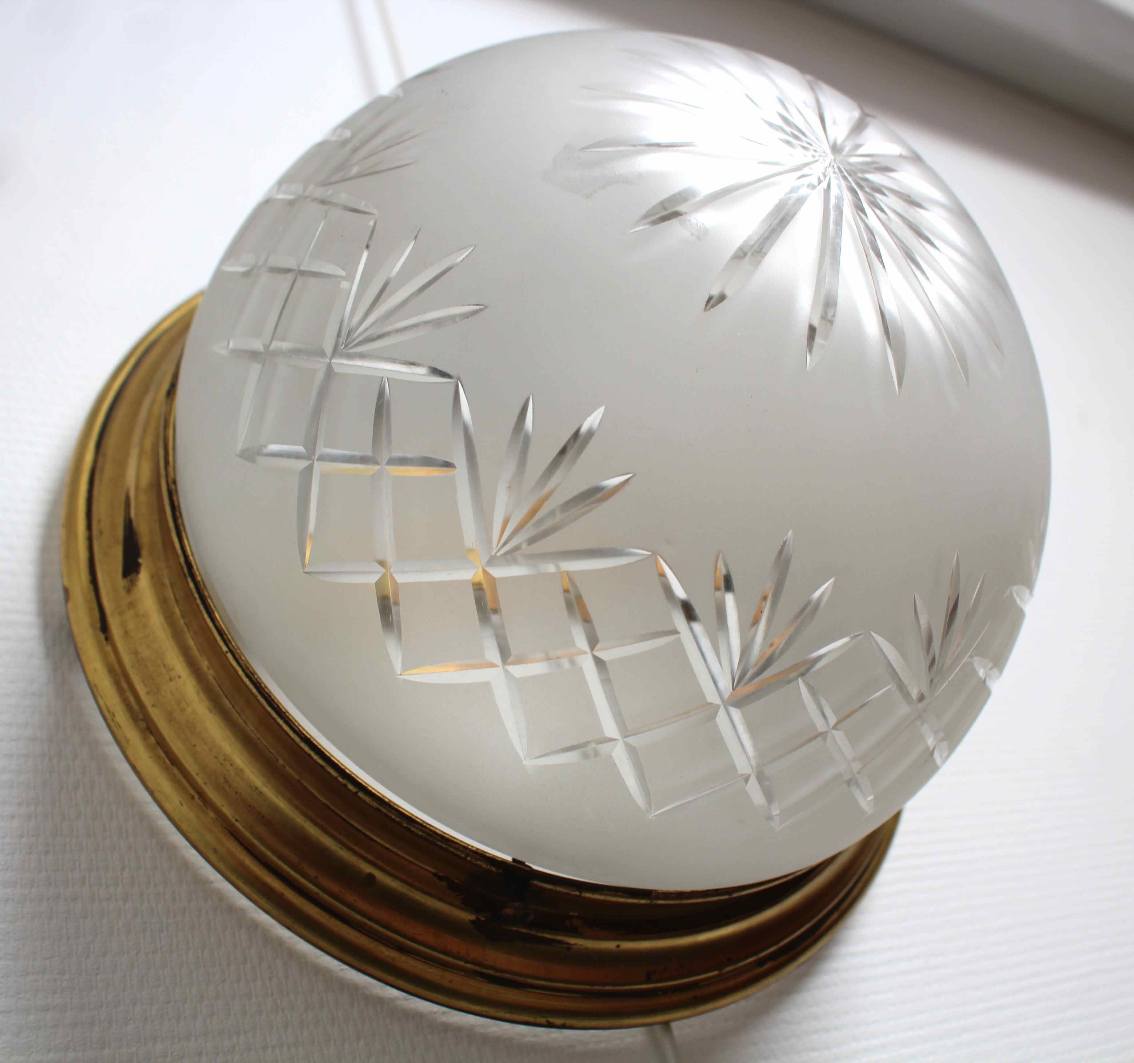 Globe ceiling light sand carved glass, style Napoleon III