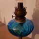 Former oil lamp foot metal silver blue glass