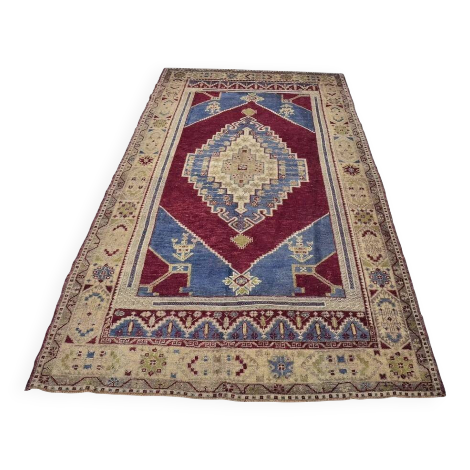 Antique Handmade Wool Oushak Carpet