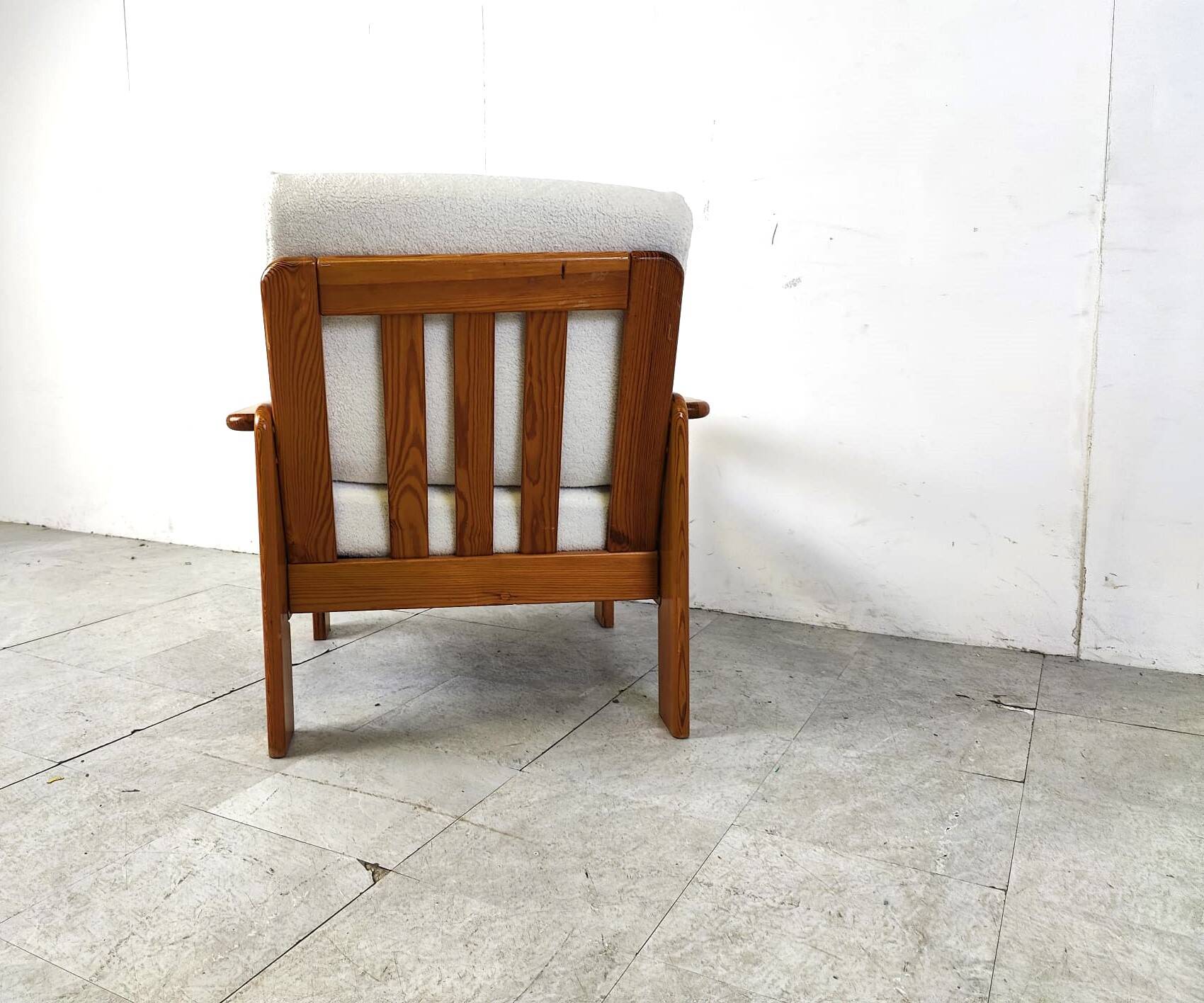 Vintage pine wood armchair, 1960s