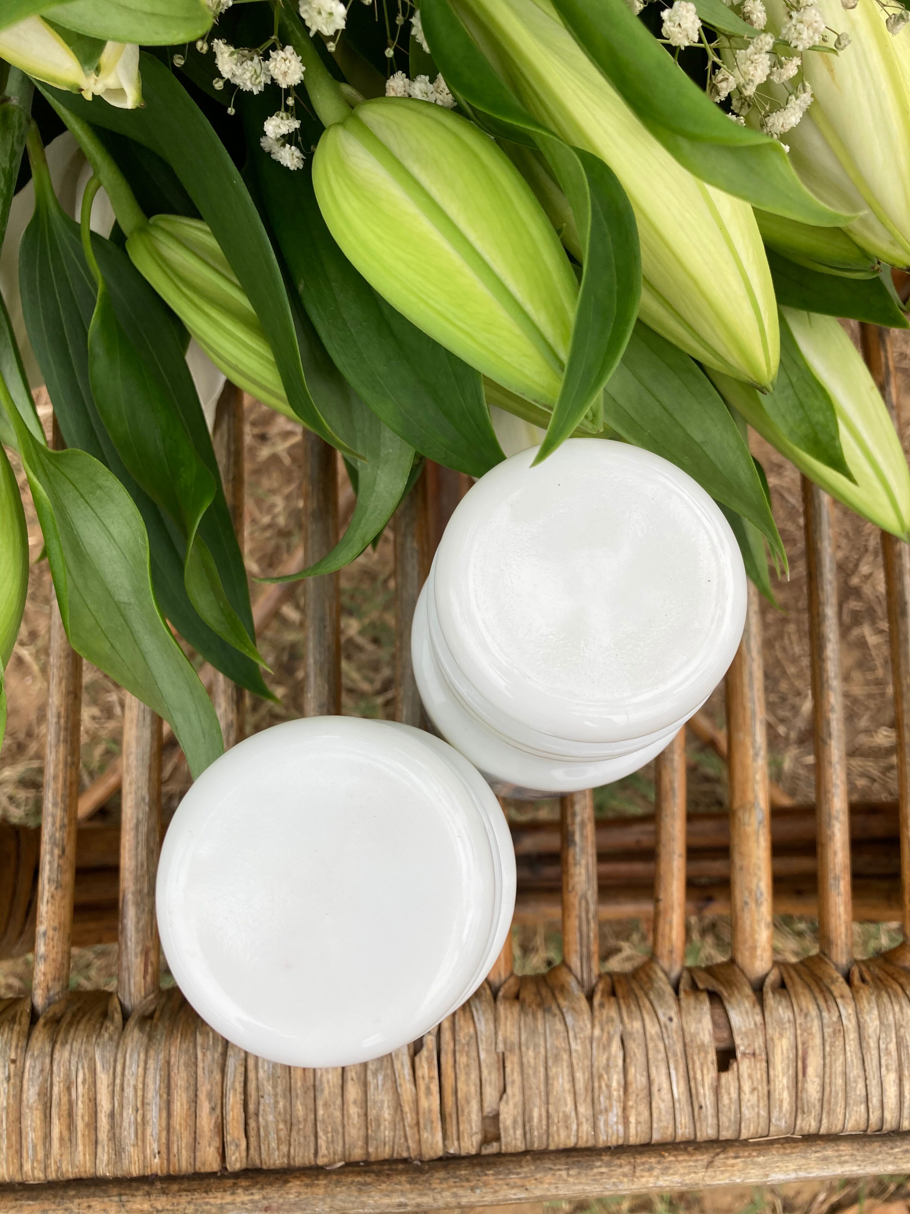 Vintage opaline apothecary pots