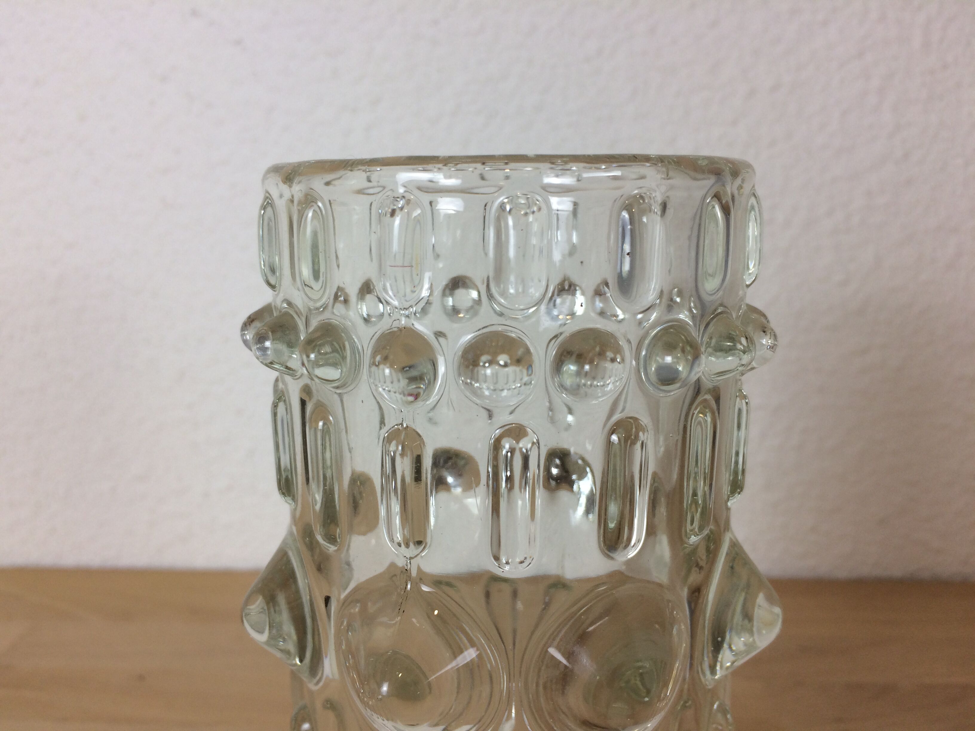 Roll vase by Frantisek Peceny for Sklo Union in pressed glass.
