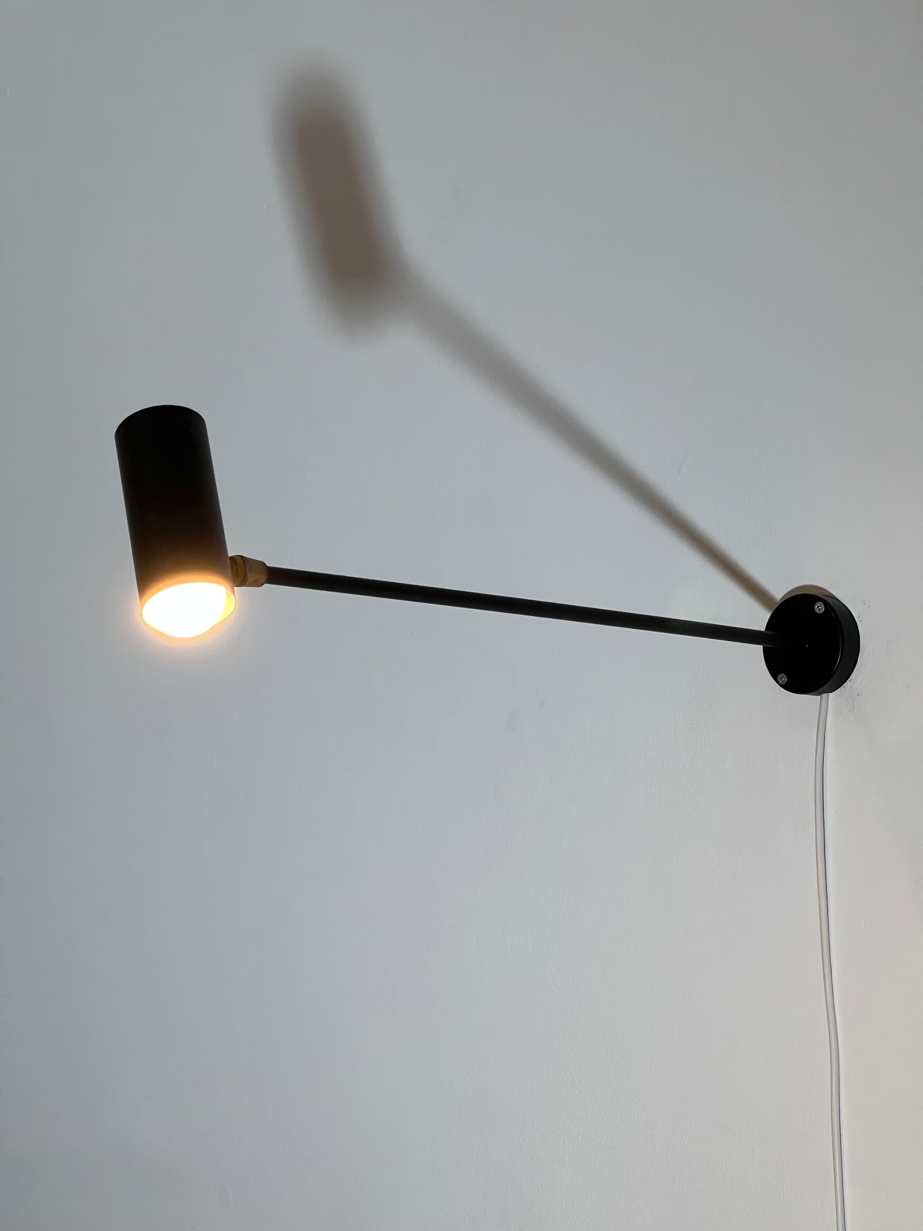 Vintage black metal wall lamp 1950s