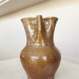 Vintage Studio Pottery Owl Pitcher: Speckled Glaze Stoneware Vase