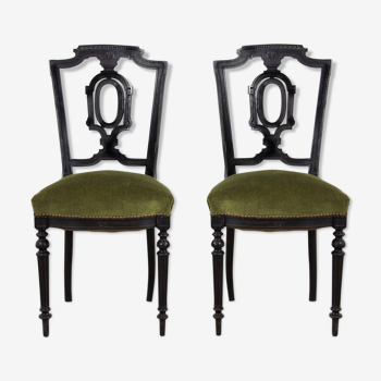 Set of 2 French Napoleon III dining chairs