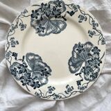 Assiette plate ancienne en terre de fer "Les Violettes" Salins