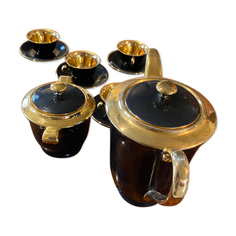 Black and gold tea set