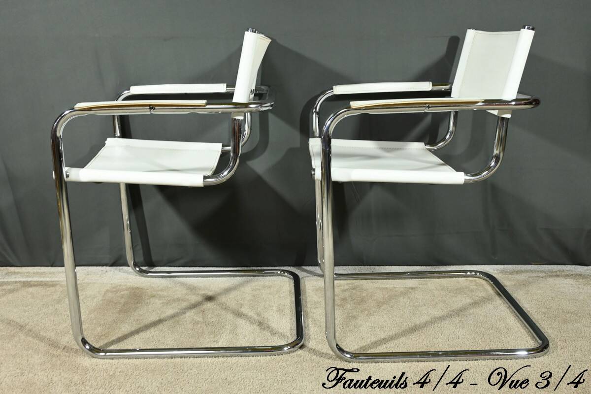 S33 armchairs in leather, attributed to M. Stam for Fasem, Italy – 1970