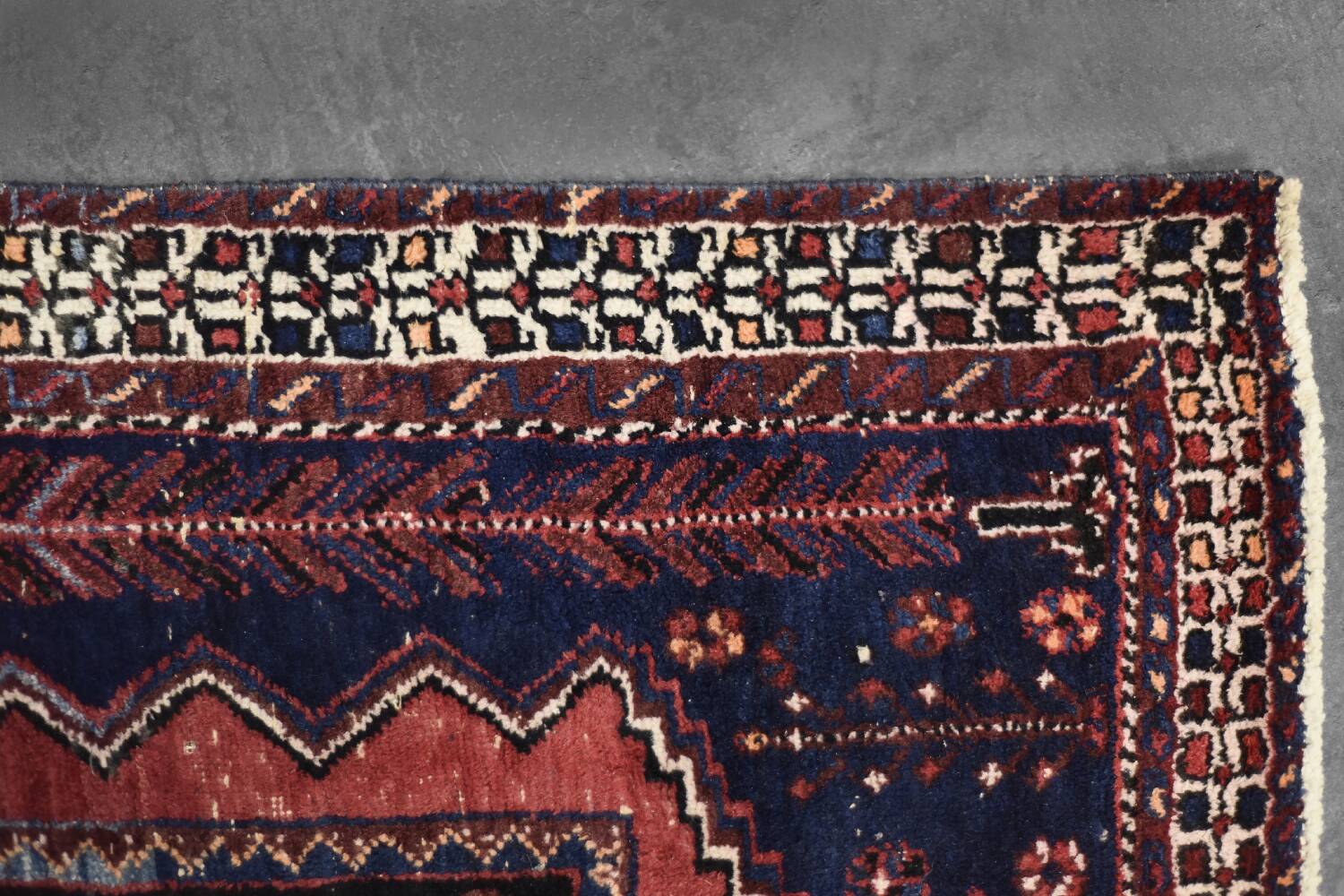 Handwoven Afshar oriental rug, Middle East, 1950s