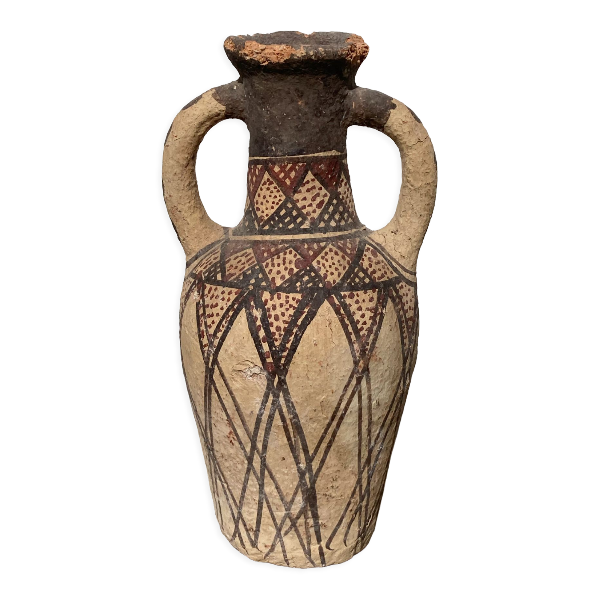 Berber water jar pottery vase in terracotta from the Rif