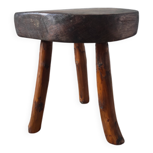 Ancien tabouret tripode - brutaliste