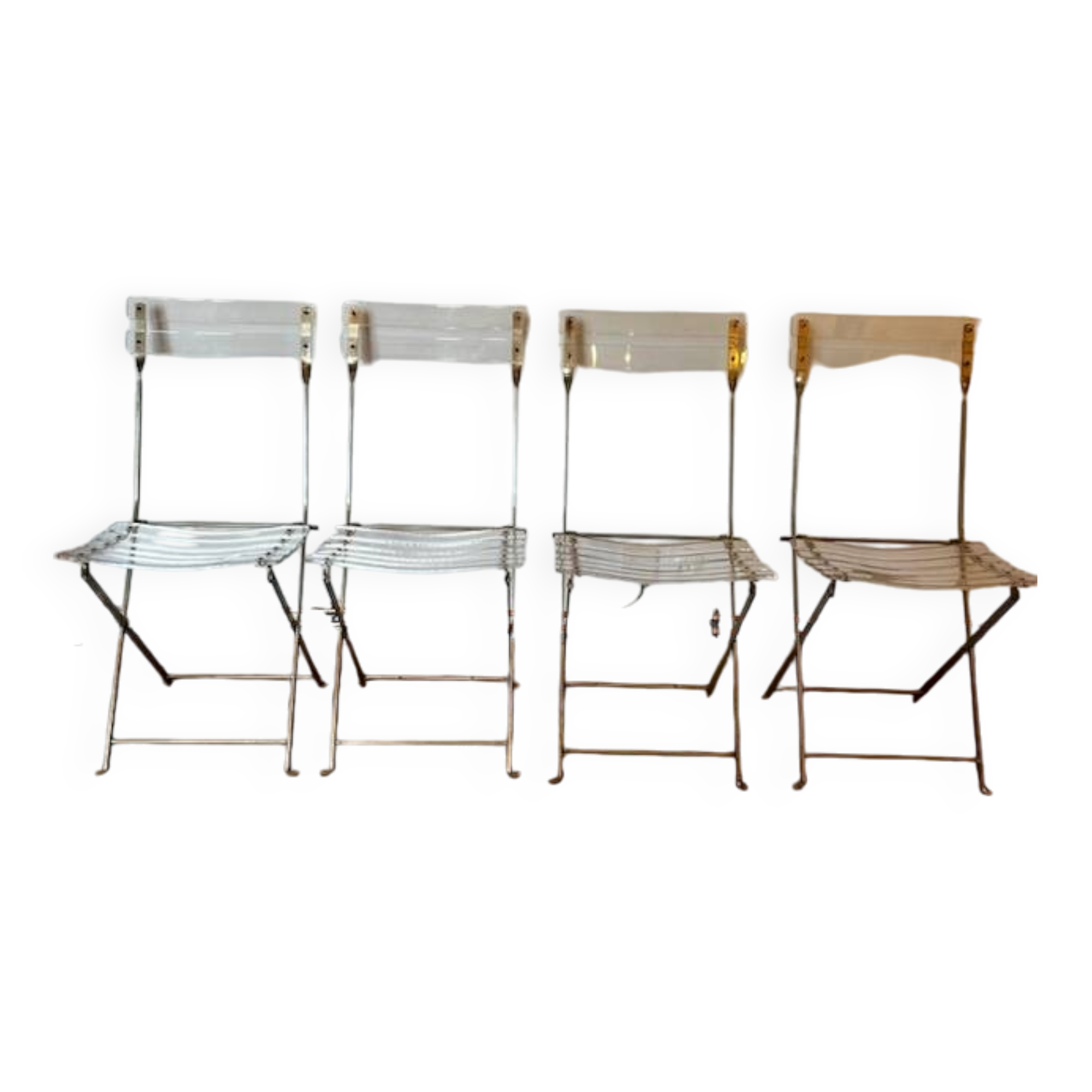 Set of 4 plexiglass folding chairs by Yonel Lebovici and Bernard Berthet 1970
