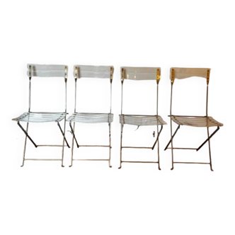 Set of 4 plexiglass folding chairs by Yonel Lebovici and Bernard Berthet 1970