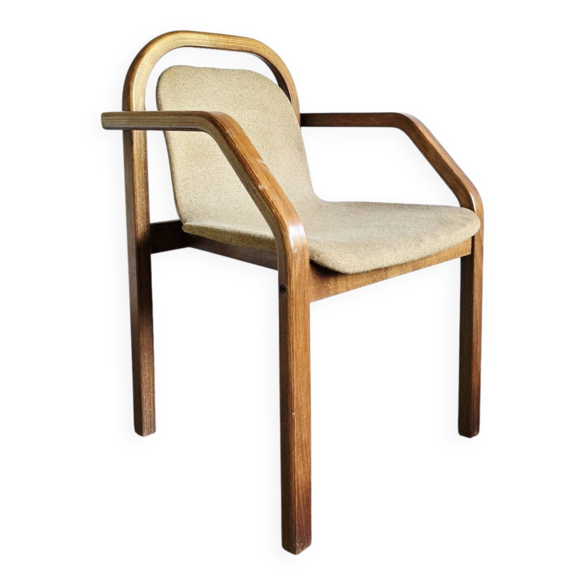 Bentwood armchair from the 1980s, upholstered, Scandinavian style, for dining room or office.