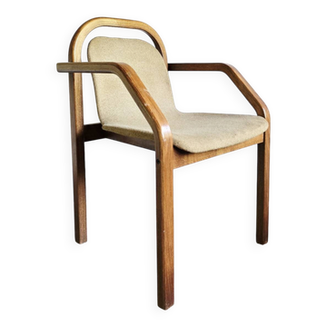 Bentwood armchair from the 1980s, upholstered, Scandinavian style, for dining room or office.
