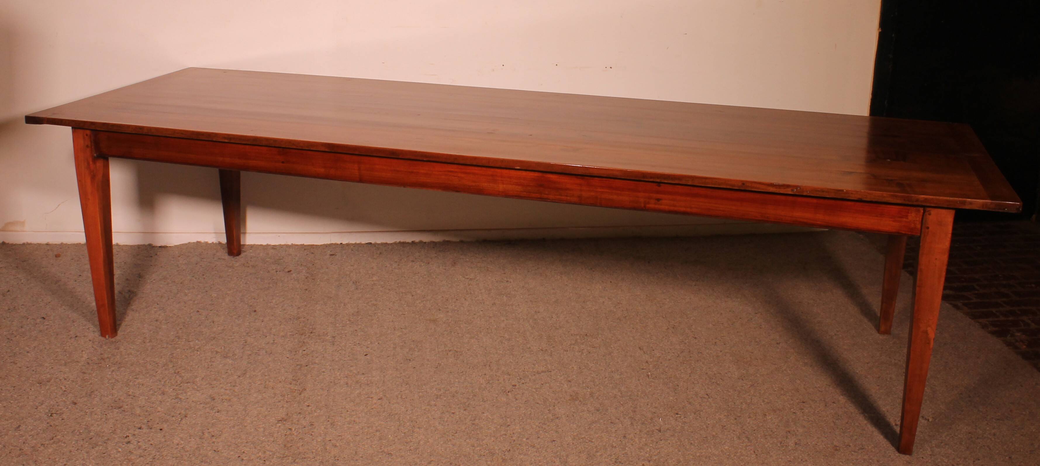 19th Century Cherry Wood Refectory Table 3m00