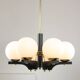 Mid-Century Modern Italian Brass and Opaline Chandelier