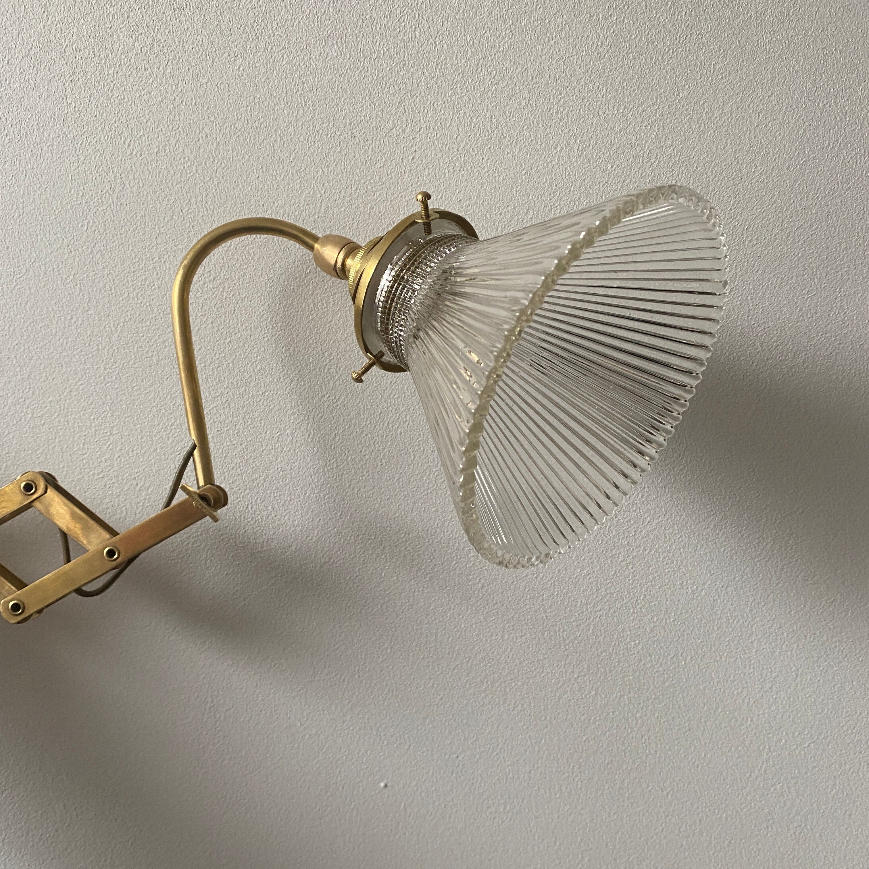 Old vintage brass accordion lamp