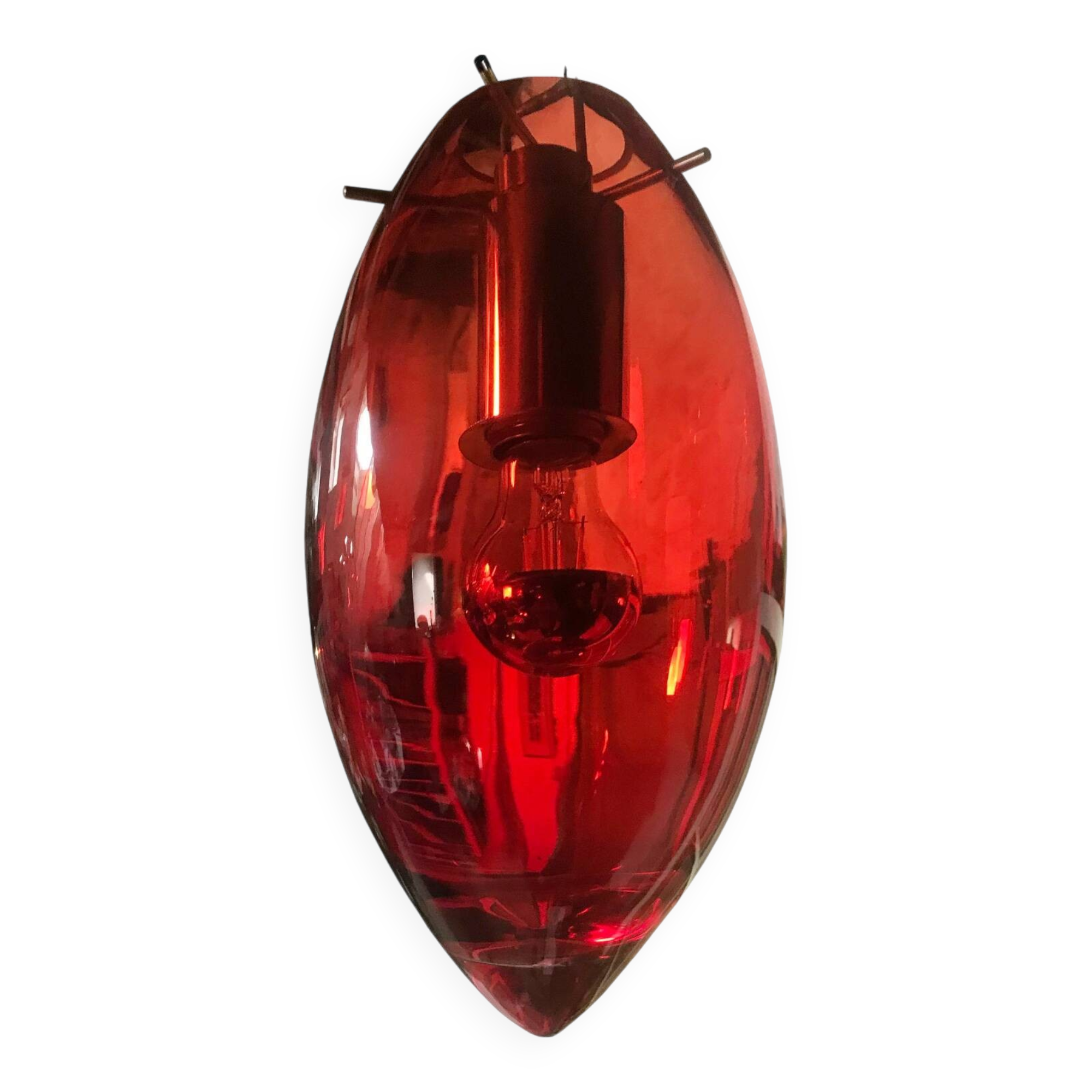 Vintage Pendant Lamp • Goccia di Sangue • Artisanal Glass • Murano • 1980