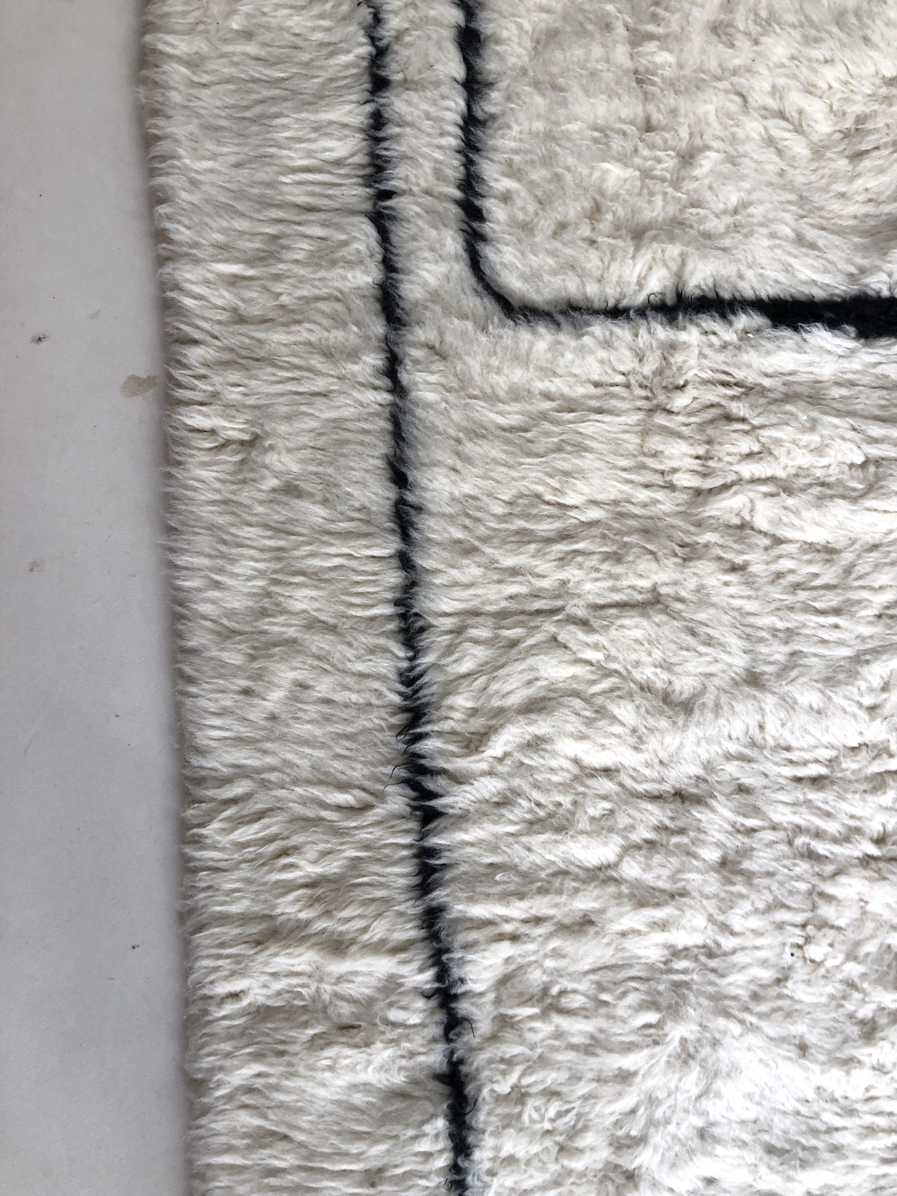 Moroccan Berber carpet Beni Ouarain with black graphic patterns 2.4x1.58m