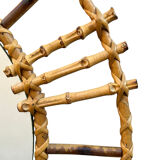 1950s French Rattan Round Mirror