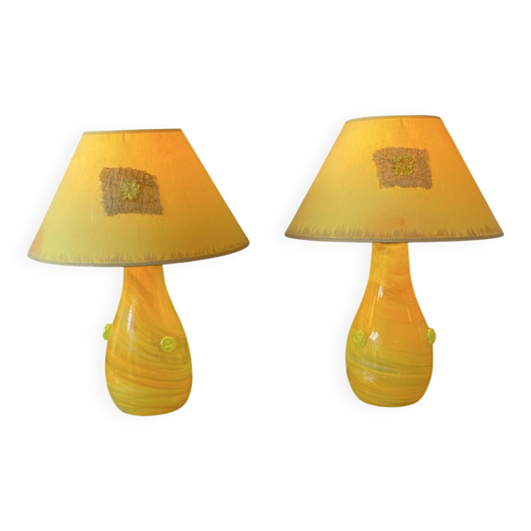 Lampes Murano en duo vintage années 90 / 2000