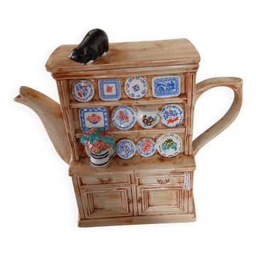 Théière vintage en forme de vaisselier anglais avec chat – Swineside C