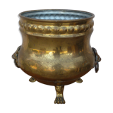 Antique lion heads brass pot cover